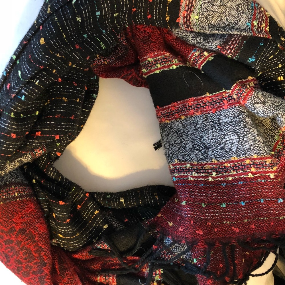 Colorful woven and Fringed scarf